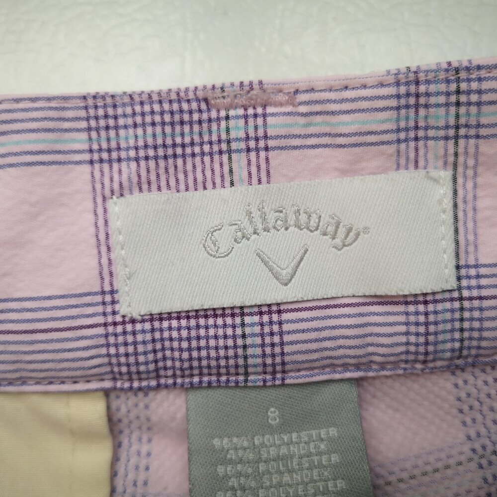 Callaway Ladies Size 8 Pink Purple & Blue Plaid Golf Shorts - Picture 3 of 14